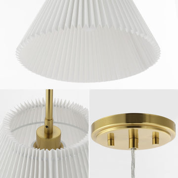 Alden 14.25" 1-Light Classic French Country Iron LED Pendant with Pleated Shade - JONATHAN Y